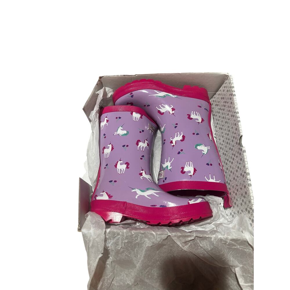 Hatley 1 pale pink unicorn Pegasus rain boots worn once box stored euc